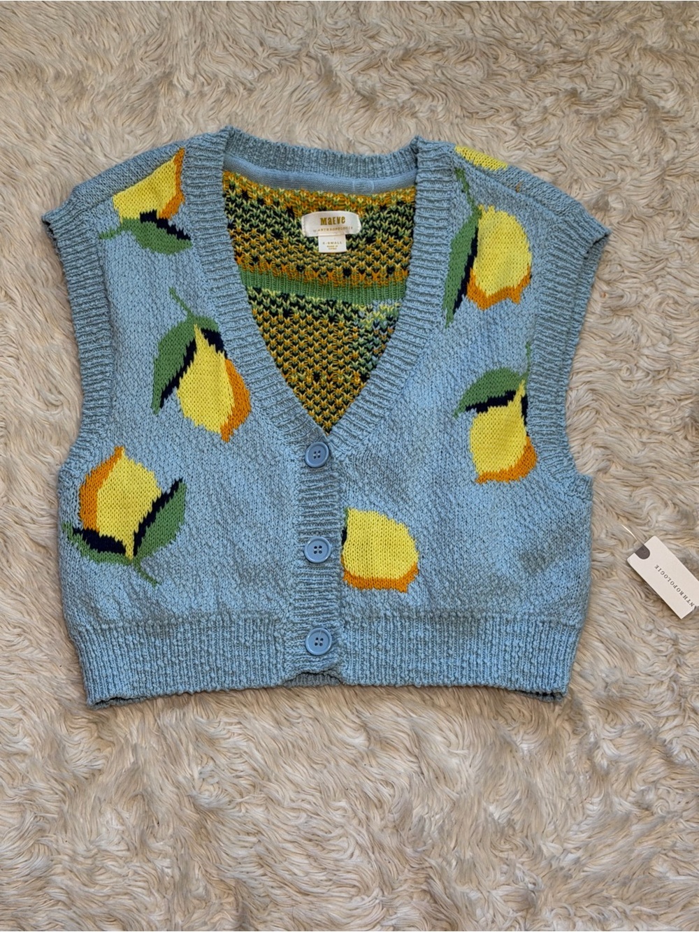 NWT Anthropologie Maeve Melanie Shrunken Lemon Cardigan Sweater - Size XS - Picture 3 of 8